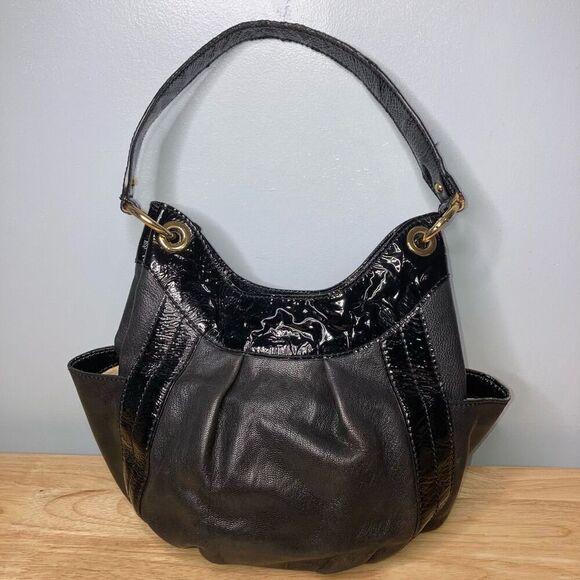Michael Kors, Mixed Leather Drawstring Hobo Bucket Shoulder Bag - Picture 11 of 16
